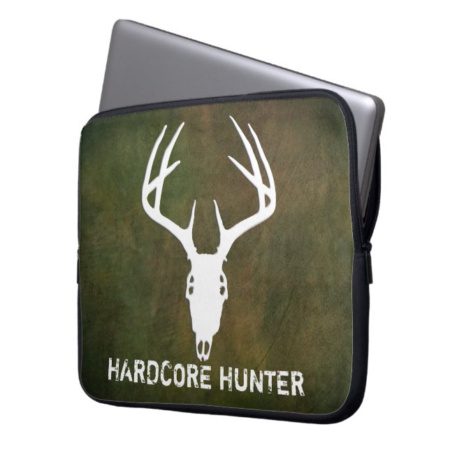 Hjortjaktskalle med horn på kronhjort laptop sleeve (Framsidan Vänster)