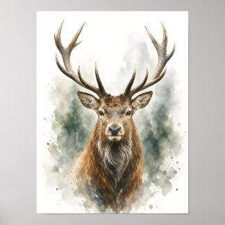 Hjortväggskunst — Majestätisk akvarellporträtt Poster
