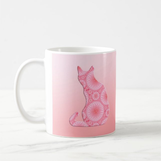 "Hjul av Light" katt - korallrosa Kaffemugg (Vänster)