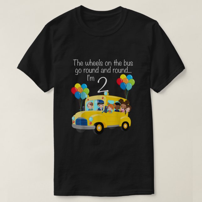 Hjul den andra födelsedagen Buss 2 år gammal T Shirt (Design framsida)