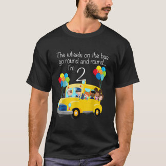 Hjul den andra födelsedagen Buss 2 år gammal T Shirt