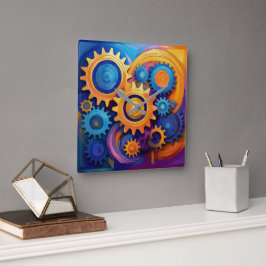 Hjul levande fyrkantig klocka