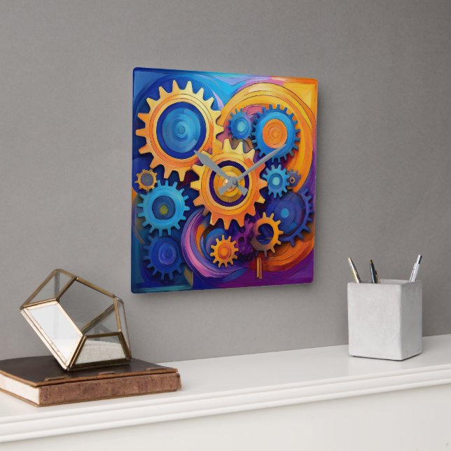 Hjul levande fyrkantig klocka (Kontor)