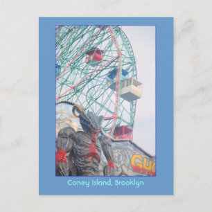 hjul med vykort för demon (Coney Is., NY)