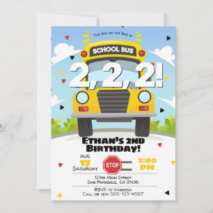 Hjul om inbjudan till födelsedagen i Buss