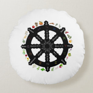 Hjul på Året Pillow Pagan Wicca Witch Sabbat Rund Kudde