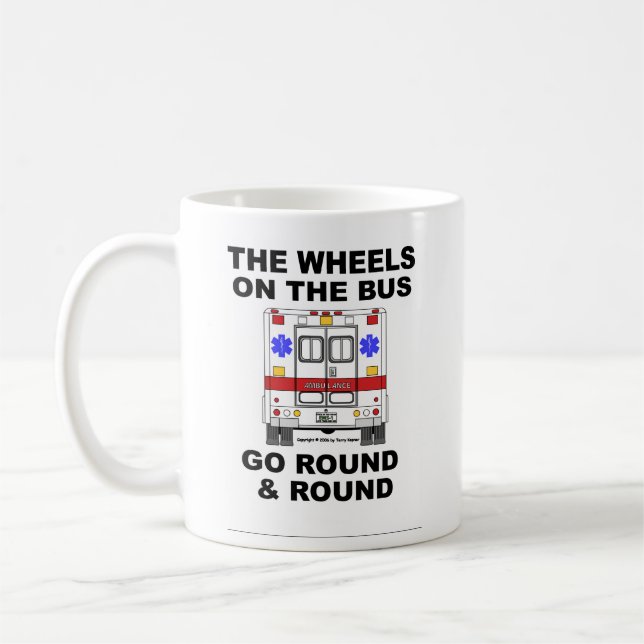 Hjul på bussen - ambulans (koppen) kaffemugg (Vänster)