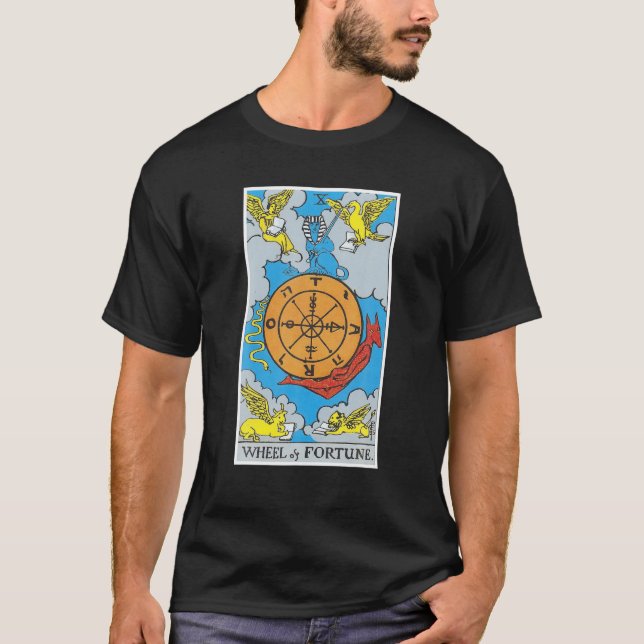 Hjul-Tarot Card Occult Tro Divination Magic T Shirt (Framsida)