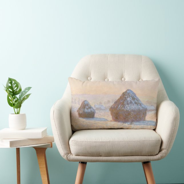 Hjulband, Snö-effekt, morgon, av Claude Monet Lumbarkudde (Stol)