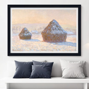Hjulband, Snö-effekt, morgon, av Claude Monet Poster