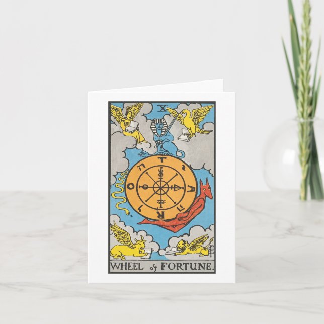 Hjulet från Fortune tarot - Rider Waite Smith Kort (Framsida)