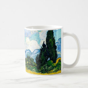 Hjulfält med cypressar kaffemugg