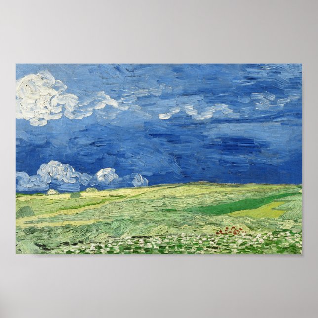 Hjulfält under Thunderclouds - Van Gough Poster (Framsidan)