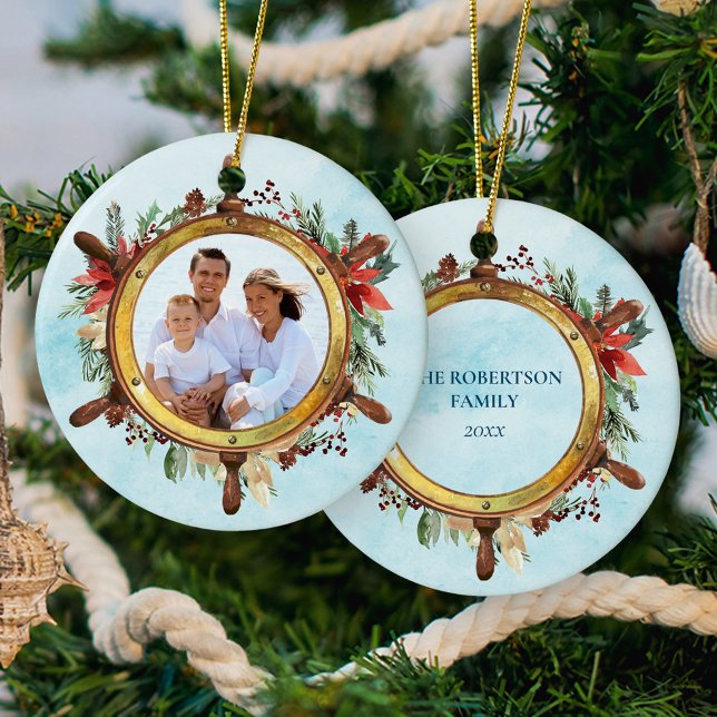 Hjulfoto för Nautiskt Fraktas vid jul Julgransprydnad Keramik (Skapare uppladdad)