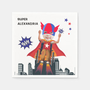 Hjulstol Superhjälten som flyger Hero Girl Birthda Pappersservett