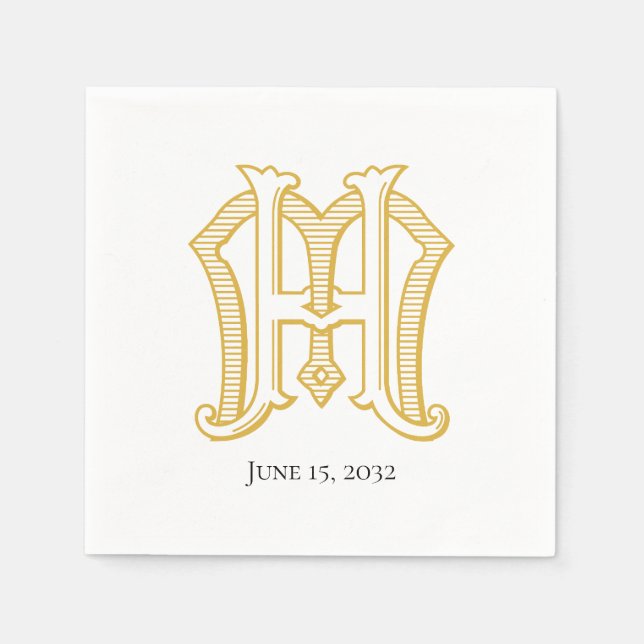 HM Monogram eller MH Monogram Napkins Pappersservett (Framsidan)
