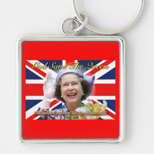 HM Queen Elizabeth II Diamond Jubilee Fyrkantig Silverfärgad Nyckelring