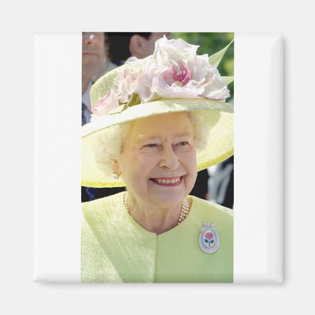 HM Queen Elizabeth II i Turkvoise Hat Professiona Magnet (Framsidan)