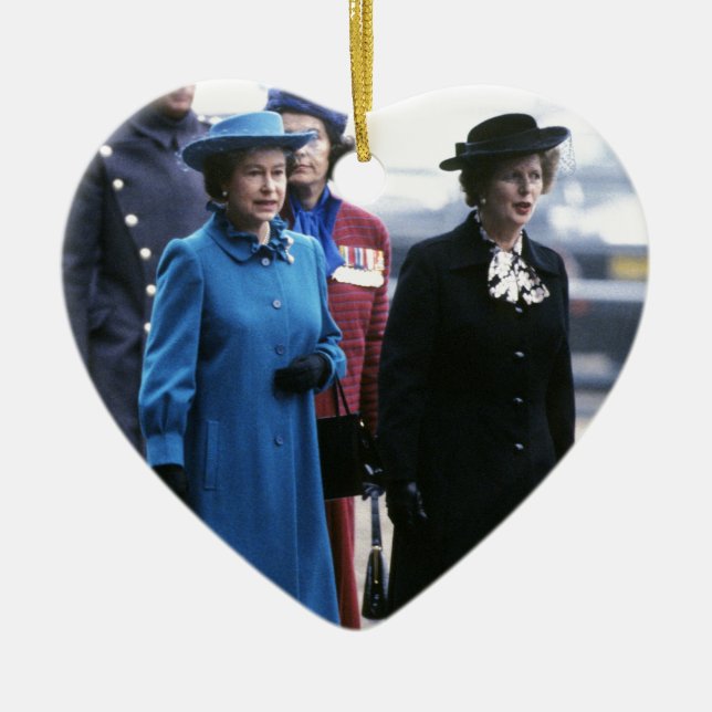 HM Queen Elizabeth II-Margaret Thatcher Julgransprydnad Keramik (Framsidan)