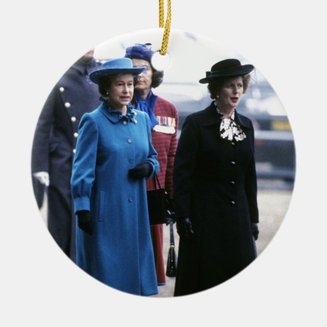 HM Queen Elizabeth II-Margaret Thatcher Julgransprydnad Keramik (Framsidan)