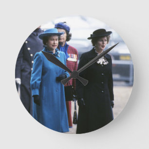 HM Queen Elizabeth II-Margaret Thatcher Rund Klocka