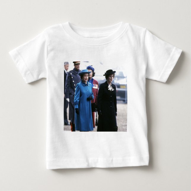 HM Queen Elizabeth II-Margaret Thatcher Tee Shirt (Framsida)