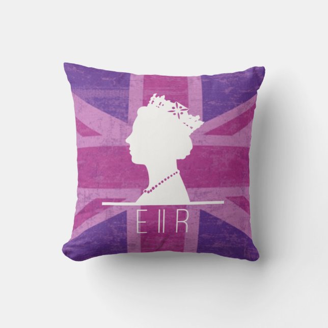 HM Queen Lila grunge union jack flagga   Kudde (Framsida)