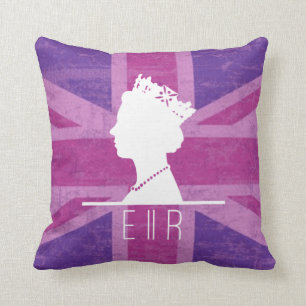 HM Queen Lila grunge union jack flagga Kudde