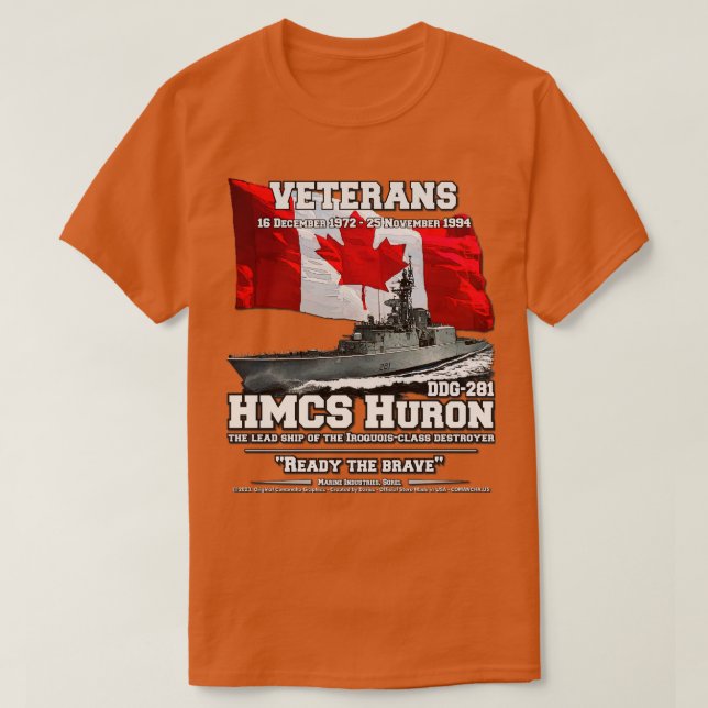 HMCS Huron Royal Canadian Veterans T Shirt (Design framsida)