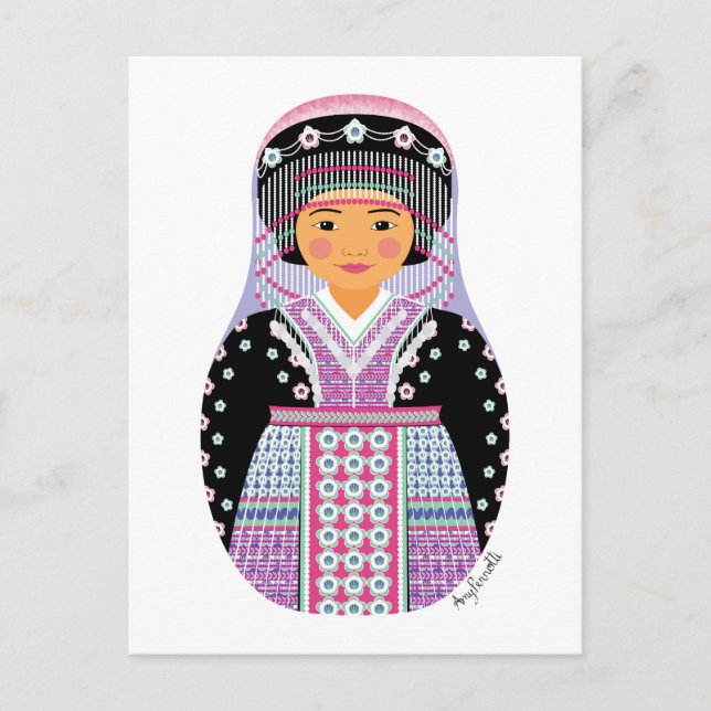 Hmong Matryoshka Postkort Vykort (Framsida)