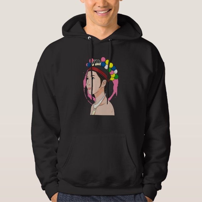 Hmong Miao Stolt Traditionell Flicka Kvinna Hmoob  Hoodie (Framsida)