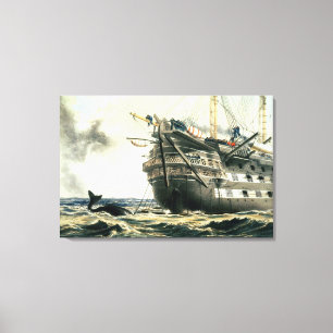 HMS Agamemnon som lägger den original- atlantiska Canvastryck