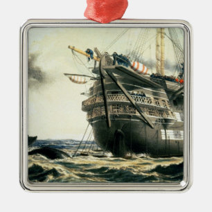HMS Agamemnon som lägger den original- atlantiska Julgransprydnad Metall