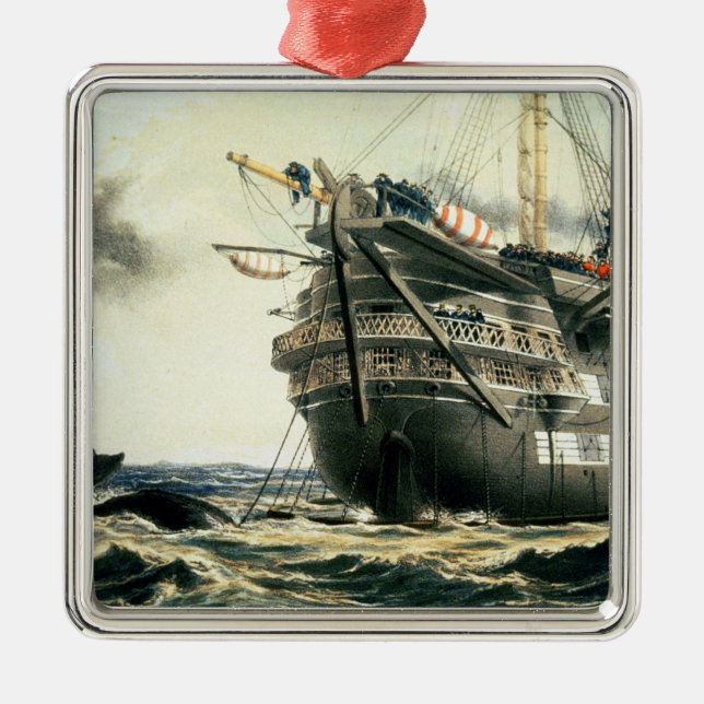 HMS Agamemnon som lägger den original- atlantiska Julgransprydnad Metall (Framsidan)