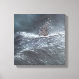 Hms-Beagle i en storm av uddhornen Canvastryck