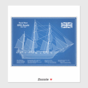 HMS Beagle Tall-Frakt - Frakt Blueprint ABD Klistermärken