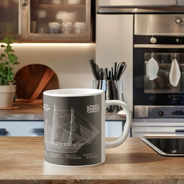 HMS Beagle Tall-Frakt - Frakt Blueprint PBD Kaffemugg (Skapare uppladdad)