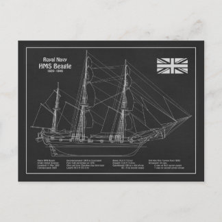 HMS Beagle Tall-Frakt - Frakt Blueprint PBD Vykort