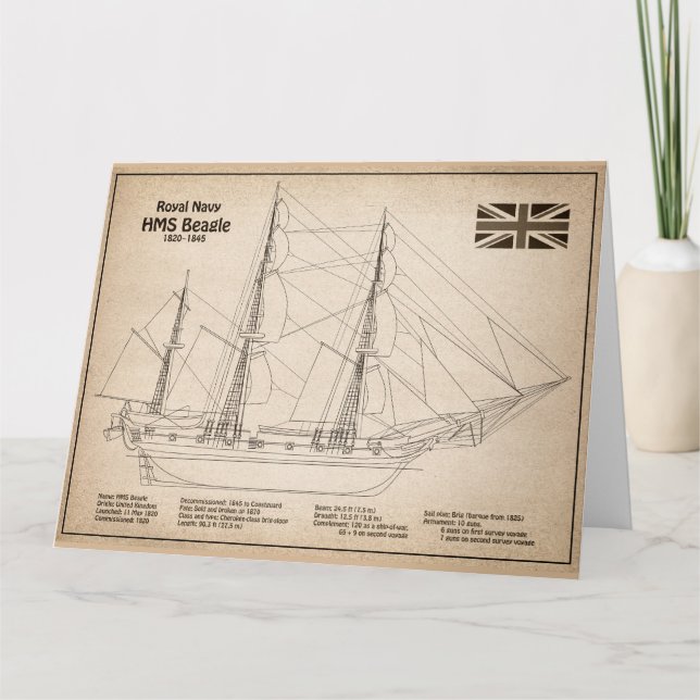 HMS Beagle Tall Frakt - Frakt Blueprint SD Tack Kort (Framsida)