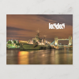 HMS Belfast i London Postcard Vykort