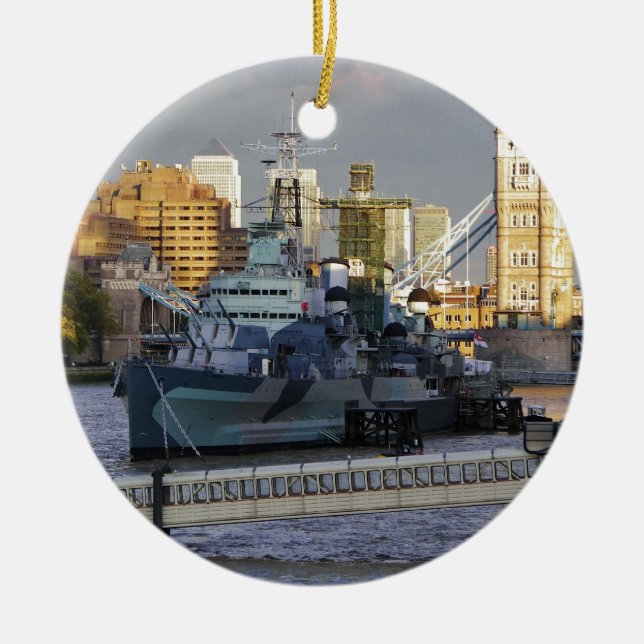 HMS Belfast. Julgransprydnad Keramik (Framsidan)