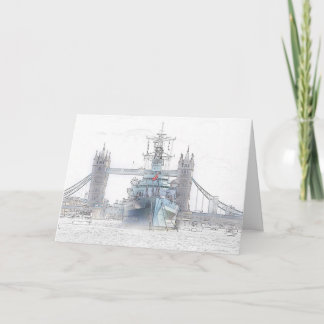 HMS Belfast och Torn Bridge Greeting Card Kort