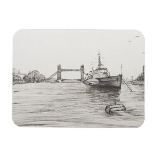 HMS Belfast på floden Thames London.2006 Magnet