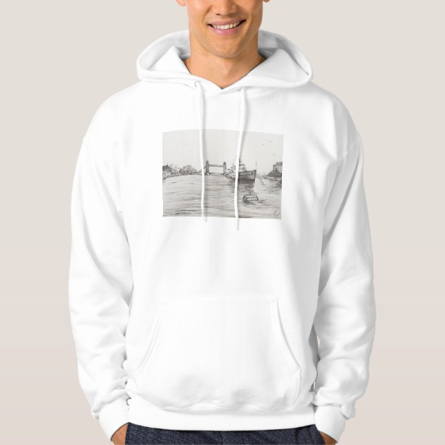 HMS Belfast på floden Thames London.2006 Sweatshirt Med Luva (Framsida)