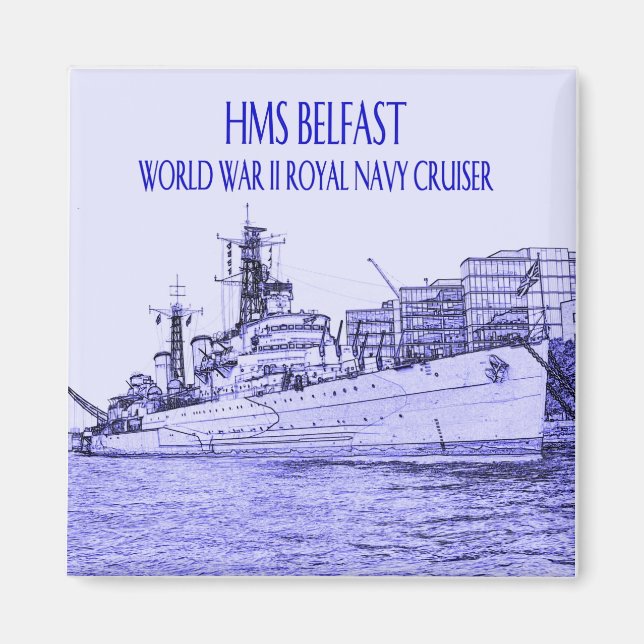 HMS Belfast Sketch Magnet (Framsidan)