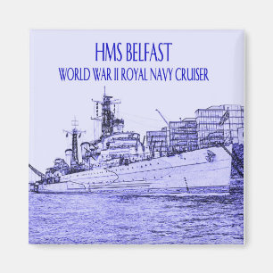 HMS Belfast skissar Magnet