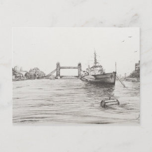 HMS Belfast vid floden Thames London.2006 Vykort