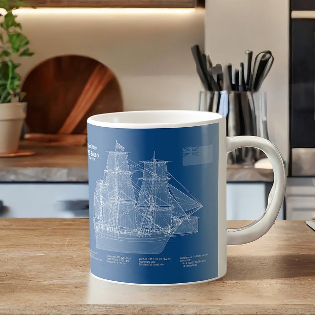 HMS Bounty - Frakt Blueprint Plans ABD Kaffemugg (Skapare uppladdad)