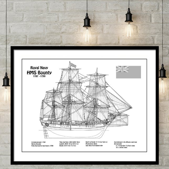 HMS Bounty - Frakt Blueprint Plans BD Fototryck (Skapare uppladdad)