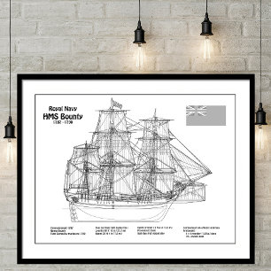 HMS Bounty - Frakt Blueprint Plans BD Poster